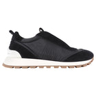 Brunello Cucinelli Black Nylon and Suede Slip on Sneakers with Monili Detail - 40
