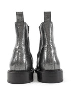 Brunello Cucinelli Charcoal Metallic Leather Glitter Striped Web Chelsea Boot - 37