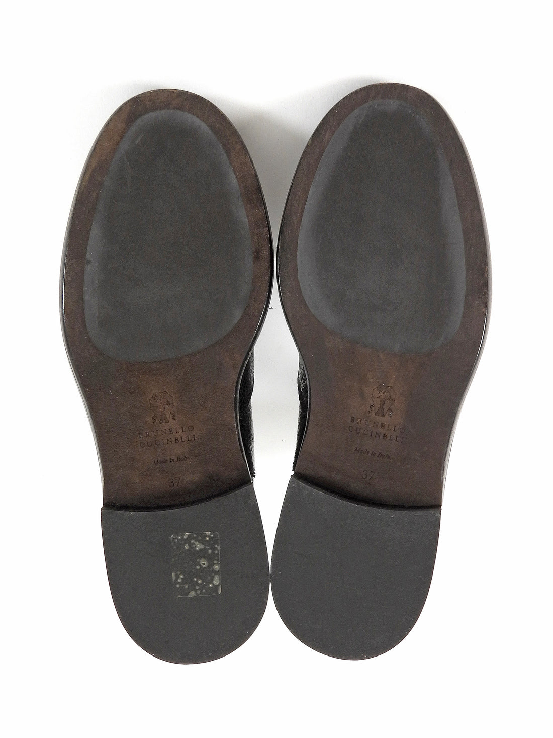 Brunello Cucinelli Charcoal Metallic Leather Glitter Striped Web Chelsea Boot - 37