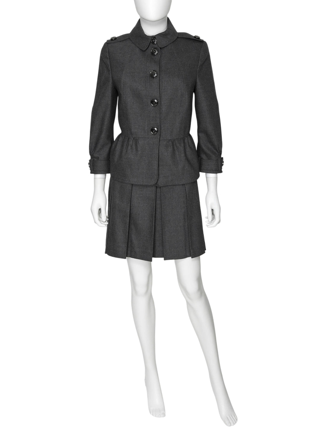 Burberry London Grey Wool Cashmere Flare Pleated Skirt - US 8 /  IT 42 /  UK 10