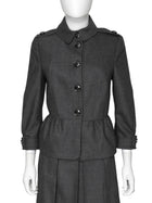 Burberry London Grey Wool Cashmere Military Peplum Short Jacket - US 8 / IT 42 / UK 10