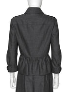 Burberry London Grey Wool Cashmere Military Peplum Short Jacket - US 8 / IT 42 / UK 10
