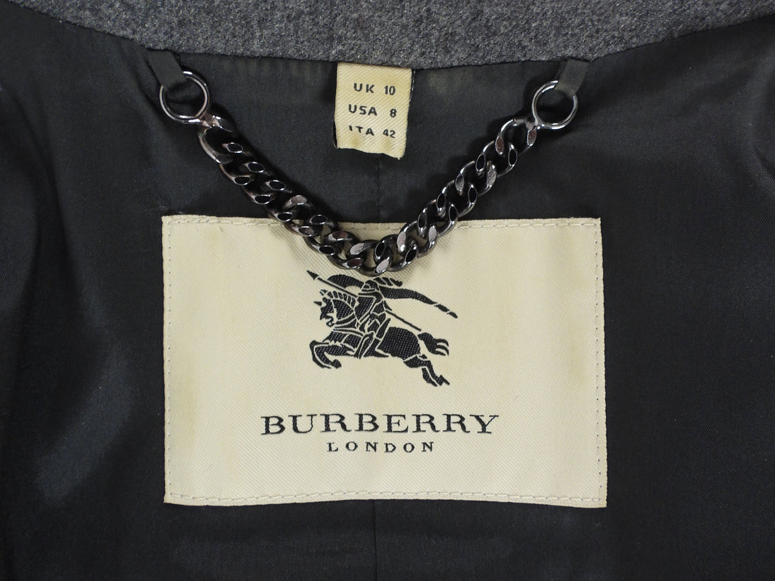 Burberry London Grey Wool Cashmere Flare Pleated Skirt - US 8 /  IT 42 /  UK 10