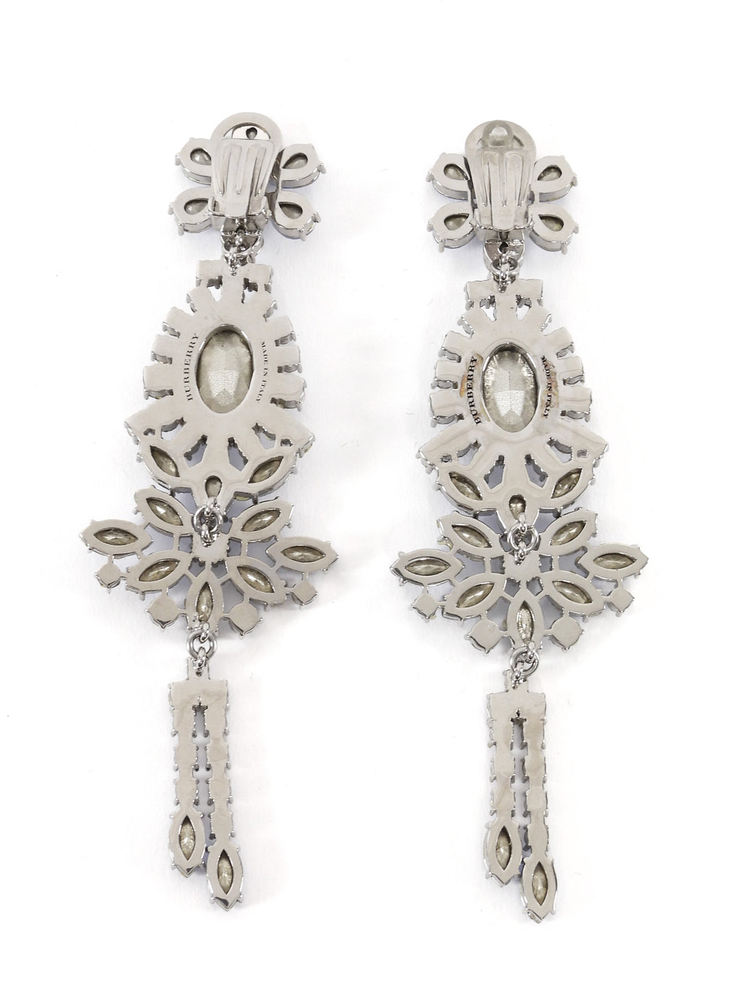 Burberry Lavender Purple Crystal Statement Floral Shoulder Duster Earrings
