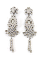 Burberry Lavender Purple Crystal Statement Floral Shoulder Duster Earrings