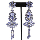 Burberry Lavender Purple Crystal Statement Floral Shoulder Duster Earrings
