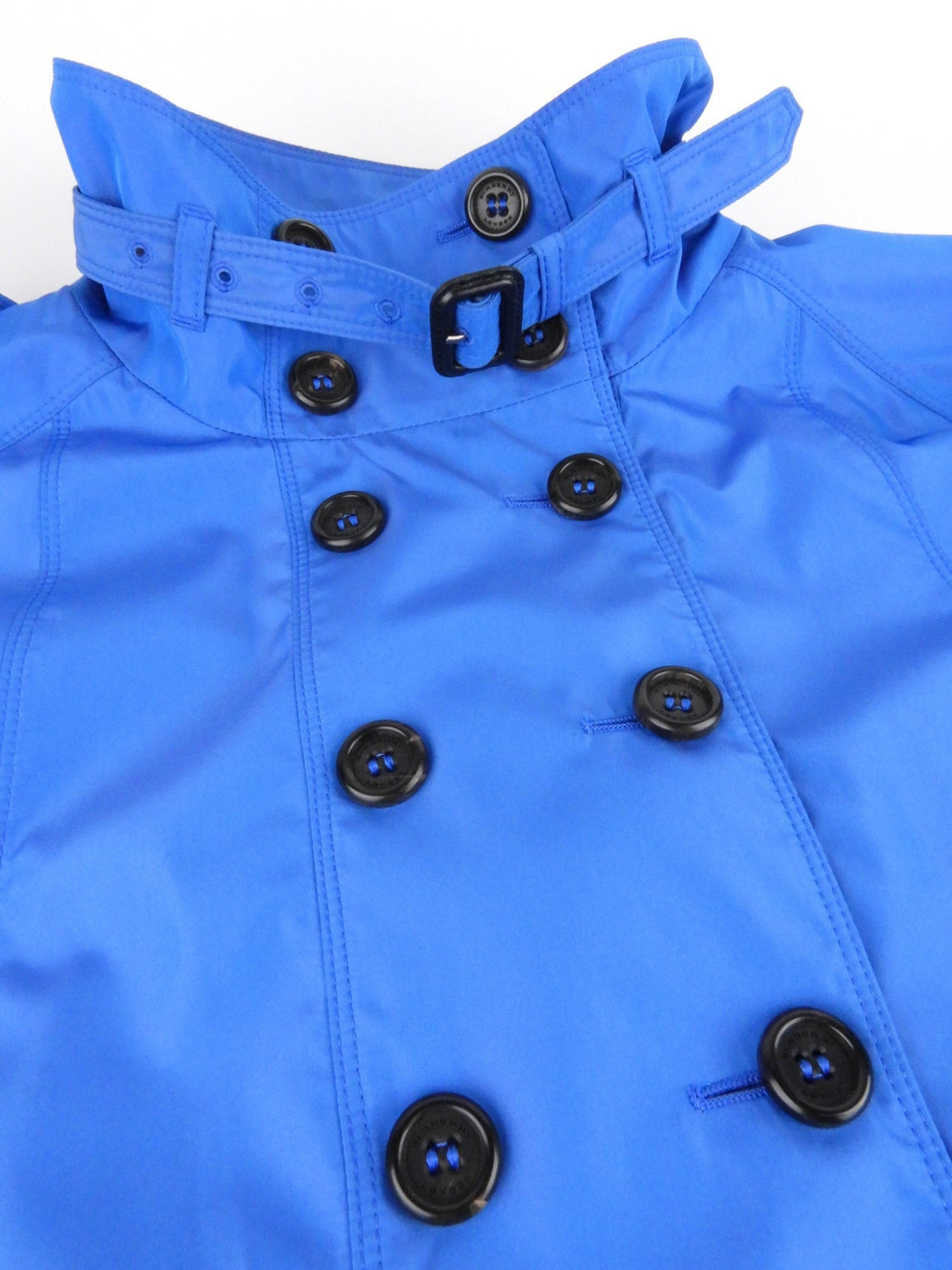 Burberry Iridescent Blue Tropical Gabardine Raincoat - US10