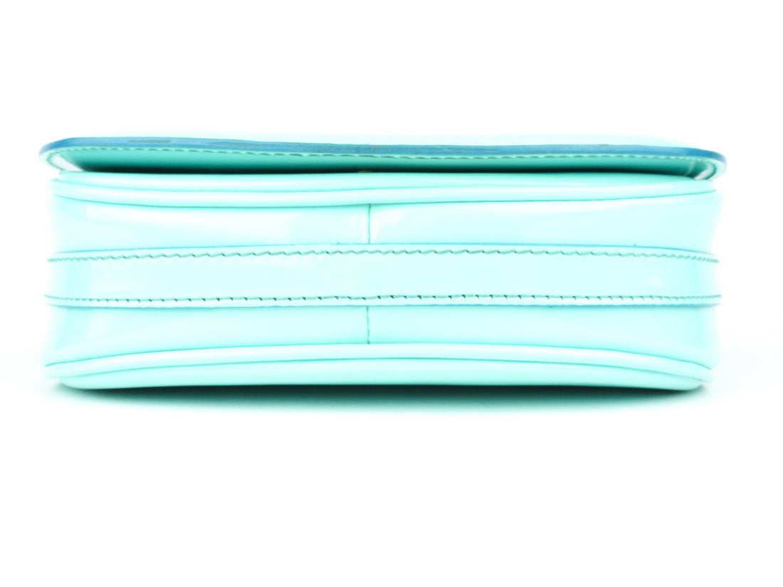 Burberry Prorsum Small Aqua Patent Leather Crossbody Shoulder Bag