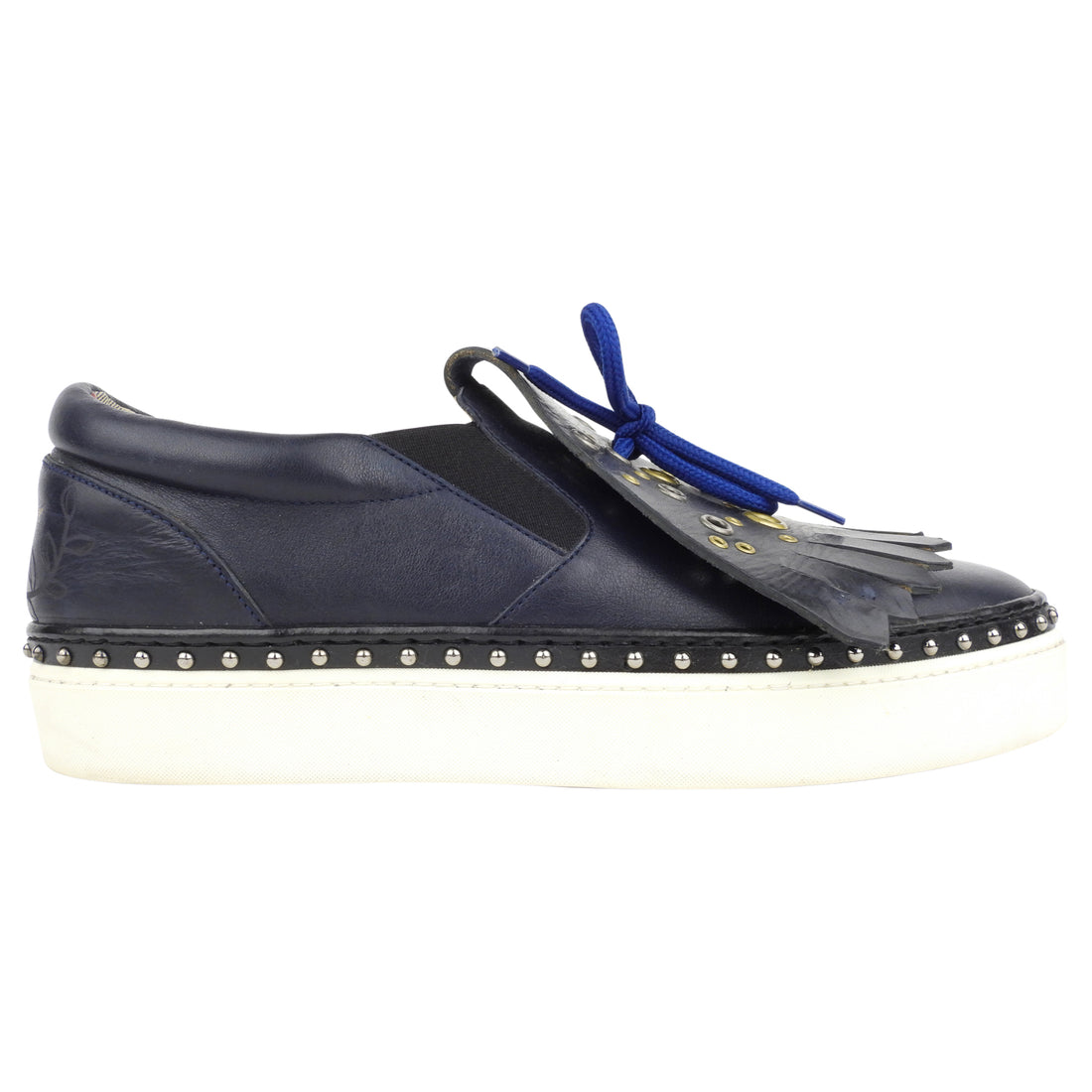 Burberry Prorsum Navy Blue Leather Slip On Sneakers - 39.5