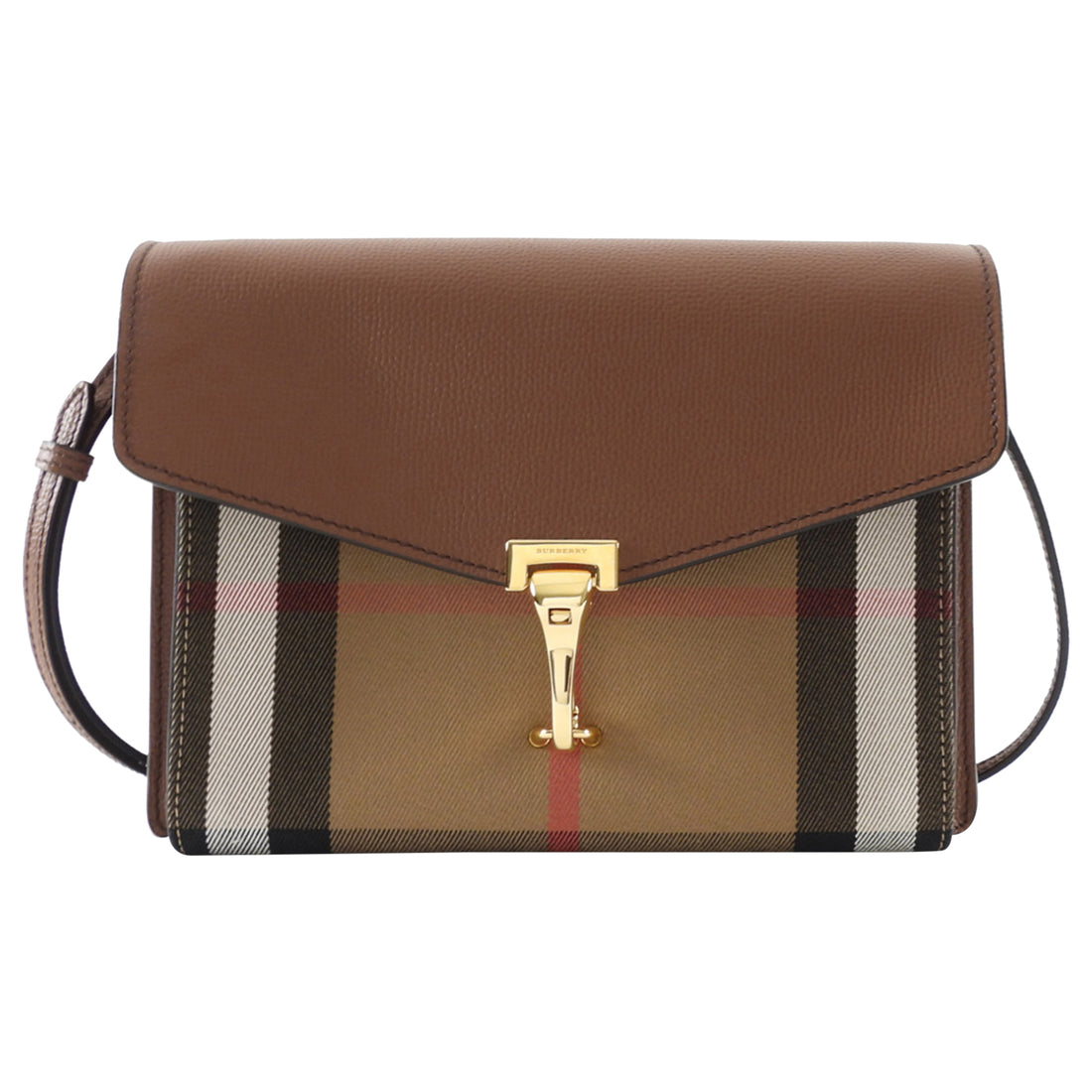 Burberry Brown Leather and Check Macken Shoulder Bag