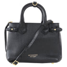 Burberry Black Grained Leather and Check Canvas Small Banner Two Way Bag