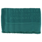 Bvlgari Green Jacquard Logo Silk Wool Shawl Scarf