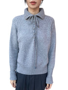 Ermanno Scervino Grey Cashmere Tie Front Sweater - 42 / US 6-8
