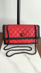 Chanel Red Quilted Leather Grosgrain Trim Chain Flap Bag