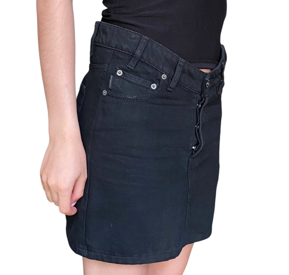 Balenciaga Black Curve Waist Denim Mini Skirt - 38