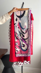 Emilio Pucci Wool / Silk Geometric Purple and Pink Pareo Shawl Scarf