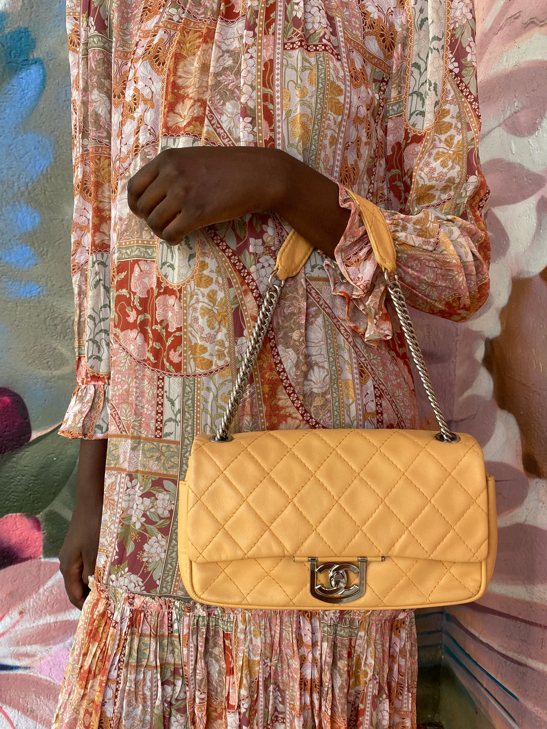 Chanel Beige Lambskin Icons Secret Label Shoulder Bag