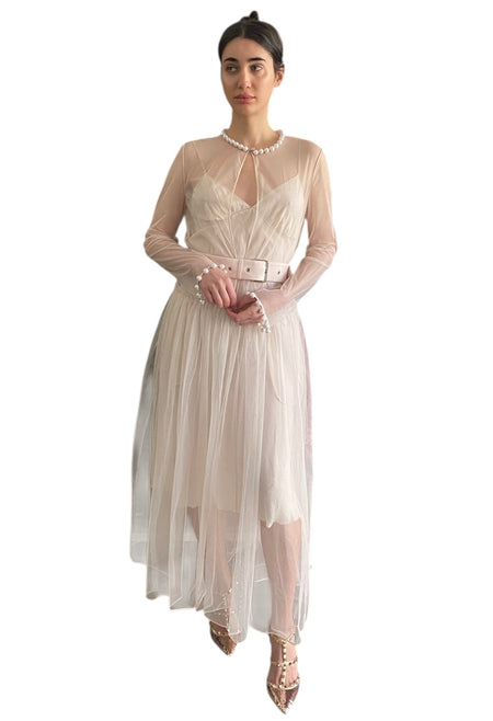 Givenchy Ivory Mesh Pearl Gown - 6/8