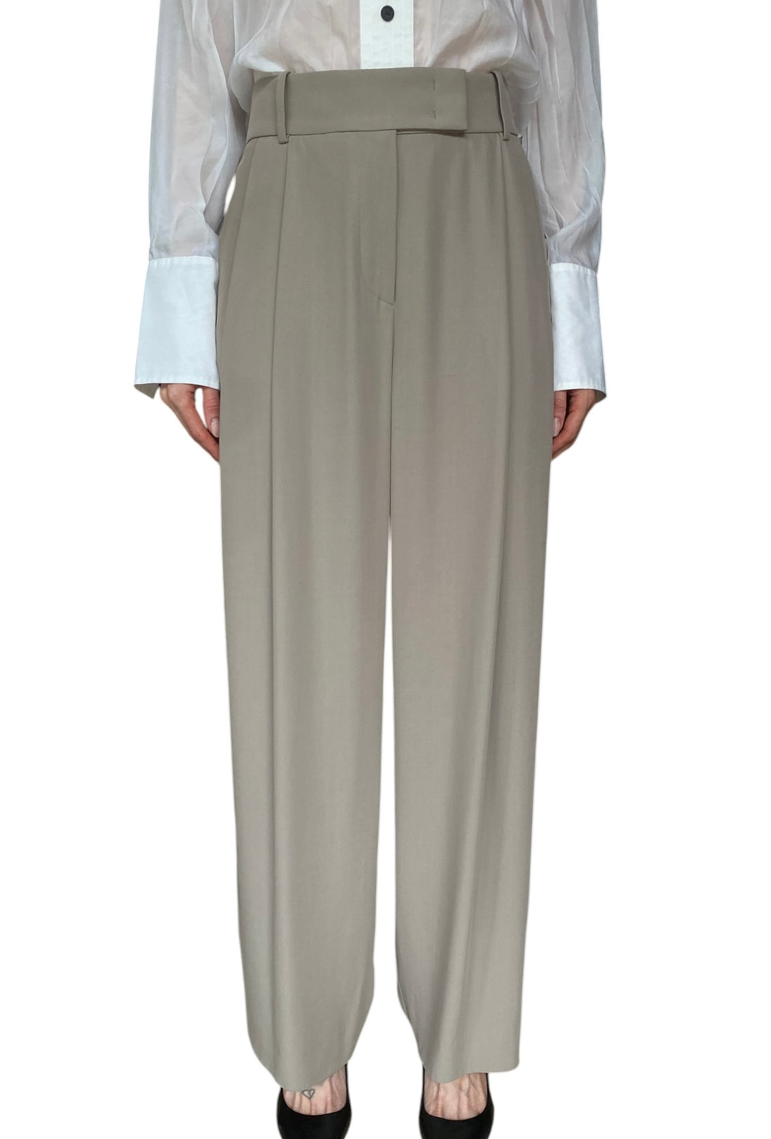 Giorgio Armani Taupe Silk Wide Leg Pleated Trouser - IT 42 / US 8