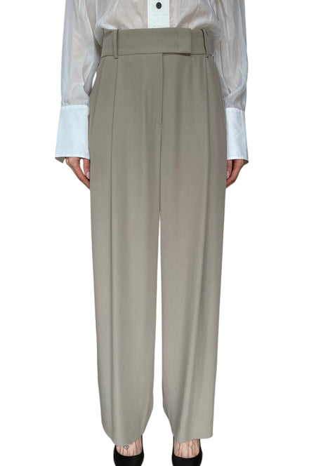 Giorgio Armani Taupe Silk Wide Leg Pleated Trouser - IT 42 / US 8