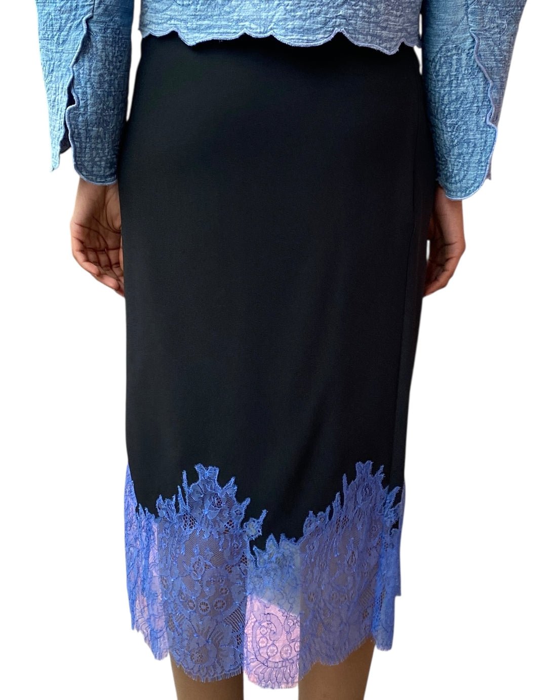 Gauchere Black Lace Trim Skirt - M / US 6