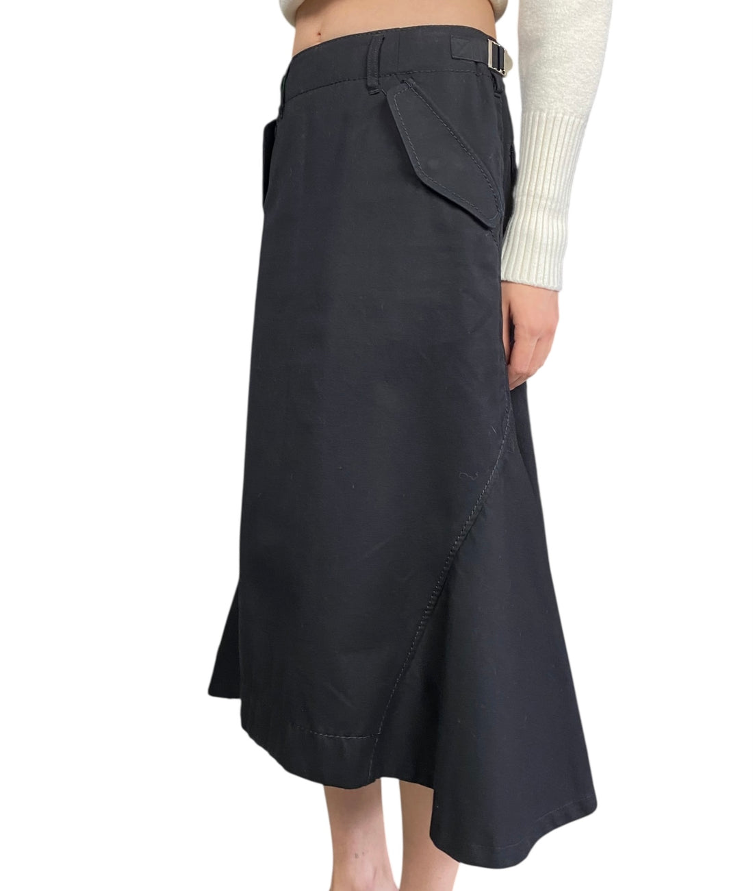 Sacai Black Cotton Trumpet Skirt - JP 3 / L / US 8