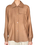 Herno Tan Silk Raglan Long Sleeve Shirt Jacket - US 8-10