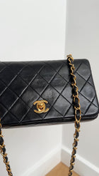 Chanel Vintage 1989 Mini Black Lambskin Quilted Full Flap Bag