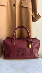 Loewe Burgundy Amazona 36 Grained Leather Anagram Logo Bag