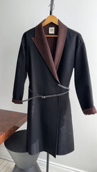 Hermes Black and Brown Double Faced Cashmere Belted Coat - FR40 / 8 (M)