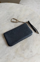 Louis Vuitton Steel Blue Grey Empreinte Leather Zip Coin Pouch Keychain Wallet