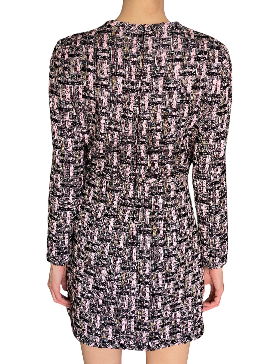 Giambattista Valli Pink & Green Wool Blend Tweed Long Sleeve Mini Dress - IT 44 / M / US 6