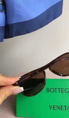 Bottega Veneta Triangle Stud Brown Acetate Aviator Sunglasses - BV1292S