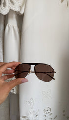 Dolce & Gabbana Brown Gold Shield Aviator Rimless Sunglasses GG2213