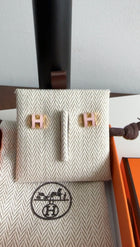 Hermes Pop H Mini Pink Enamel Earrings