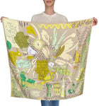 Hermes La Maison Des Oiseaux Parleurs Taupe Green Floral 90cm Silk Scarf