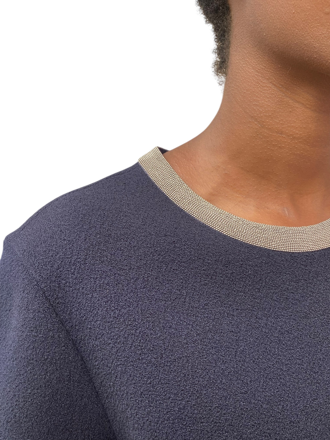 Brunello Cucinelli Navy Wool Monili Shift Dress - M / US 6-8