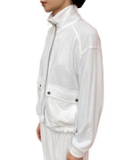 Brunello White Monili Embellished Zip Sweatshirt - M