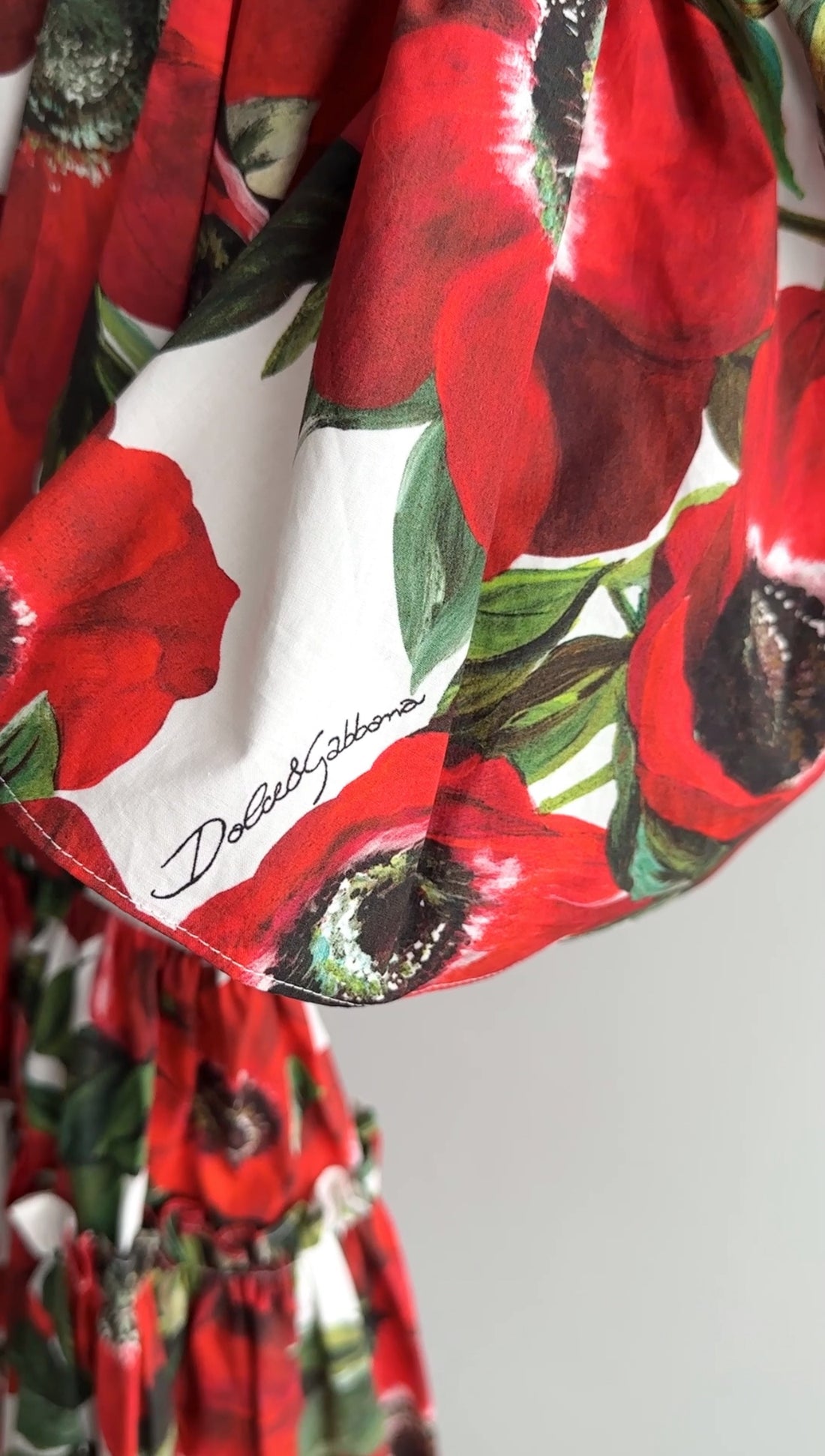 Dolce & Gabbana Red Poppies Floral Off-Shoulder Dress - IT44 / 8 / M