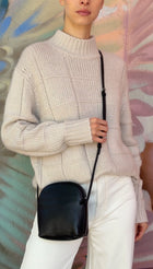 The Row Black Leather Mini North South Annie Crossbody Zip Bag