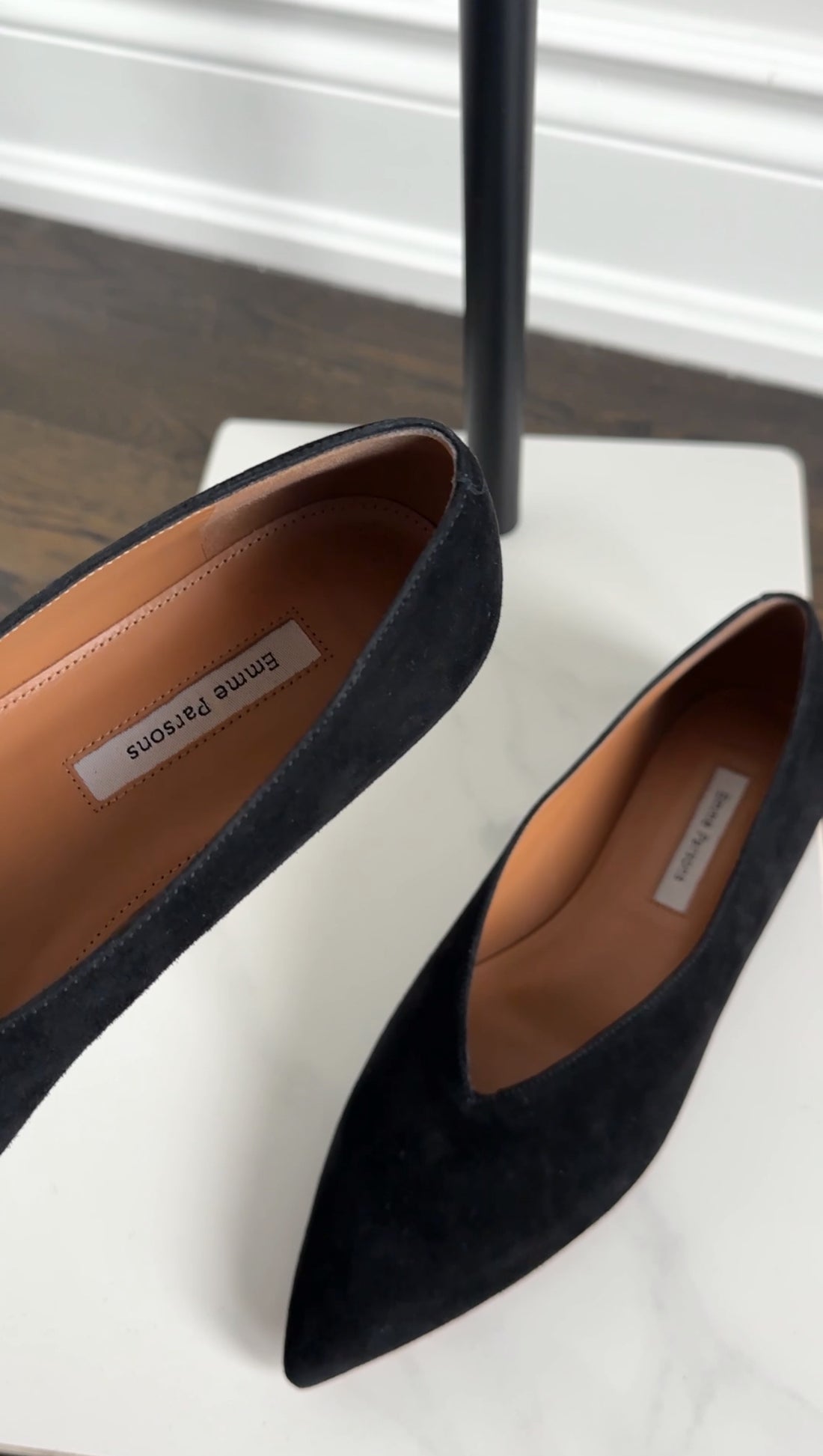 Emme Parsons Flat Black Suede Ballet Shoes - 37