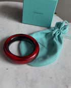 Tiffany  Co. Red Black Marbled Elsa Perretti Lacquer Bangle - M