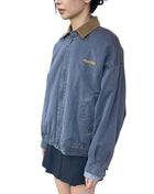 Miu Miu Grey Chambray Jacket with Velvet Collar - 40 / US 6