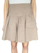 Brunello Cucinelli Beige Wool & Cashmere Pleated Flare Skirt - US 8