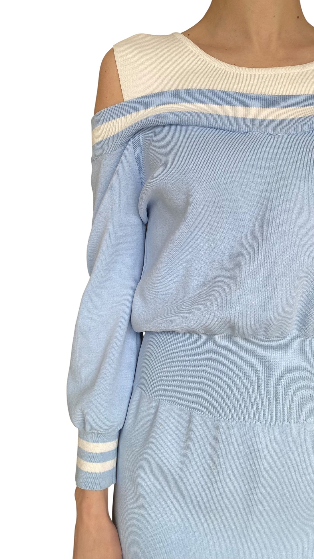 Chloé Baby Blue Off-Shoulder Mini Sweater Dress - 36 / US 2-4