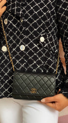 Chanel Black Quilted Leather 19 Chain CC Wallet on Chain