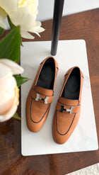 Hermes Tan Leather Paris Loafer with PHW H Buckle - 36.5