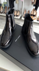 Saint Laurent Black Glossed Leather Chelsea Boot - 36.5