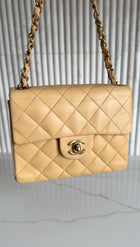 Chanel Vintage 2004 Beige Mini Square Classic Flap Bag GHW
