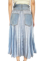 Sacai Blue Denim Pleated Belted Midi Skirt - JP 2 / US 6